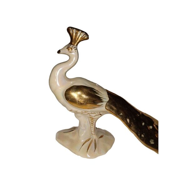 Vintage Bel-Air Pottery USA Lusterware with Gold Gifting Set of 3 Peacocks - Picture 3 of 16